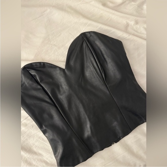 Black Faux Leather Bustier Top - Picture 4 of 8